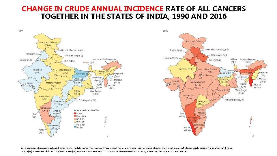 CHANGE IN CRUDE ANNUAL INCIDENCE RATE OF ALL CANCERS TOGETHER IN THE STATES OF