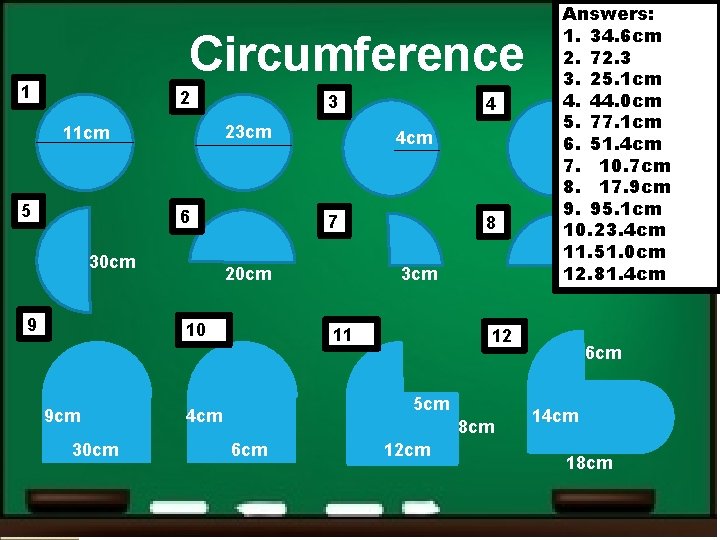 Circumference 1 2 23 cm 11 cm 5 3 6 30 cm 9 30