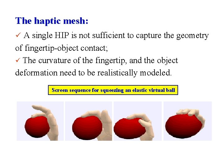 The haptic mesh: ü A single HIP is not sufficient to capture the geometry