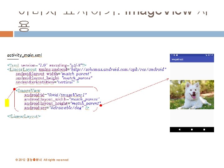 이미지 표시하기: Image. View 사 용 © 2012 생능출판사 All rights reserved 이미지 표시하기: Image. View 사 용 © 2012 생능출판사 All rights reserved