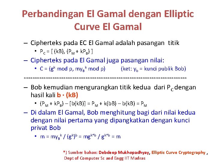 Perbandingan El Gamal dengan Elliptic Curve El Gamal – Cipherteks pada EC El Gamal