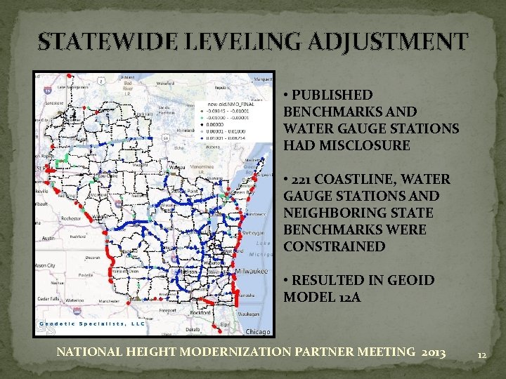 STATEWIDE LEVELING ADJUSTMENT • PUBLISHED BENCHMARKS AND WATER GAUGE STATIONS HAD MISCLOSURE • 221