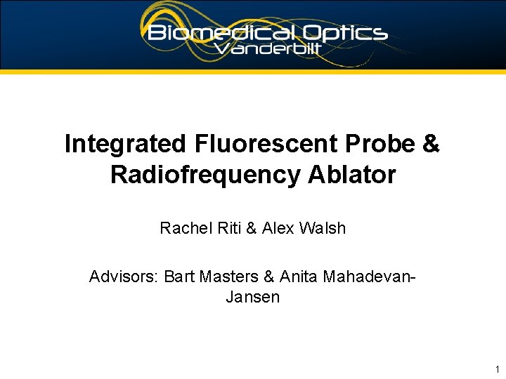 Integrated Fluorescent Probe & Radiofrequency Ablator Rachel Riti & Alex Walsh Advisors: Bart Masters