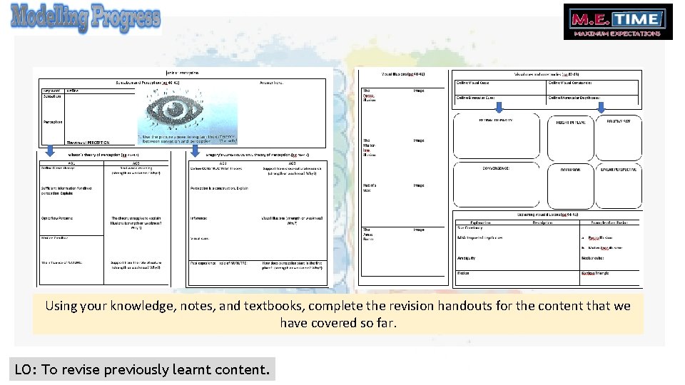 Using your knowledge, notes, and textbooks, complete the revision handouts for the content that