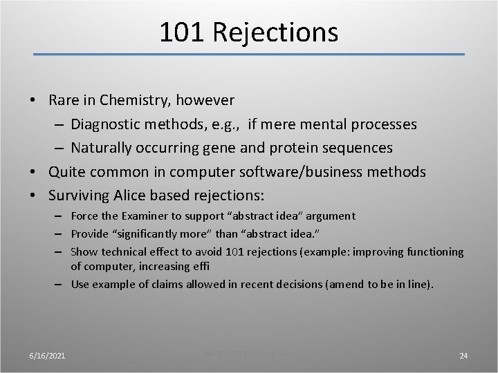 101 Rejections • Rare in Chemistry, however – Diagnostic methods, e. g. , if 101 Rejections • Rare in Chemistry, however – Diagnostic methods, e. g. , if