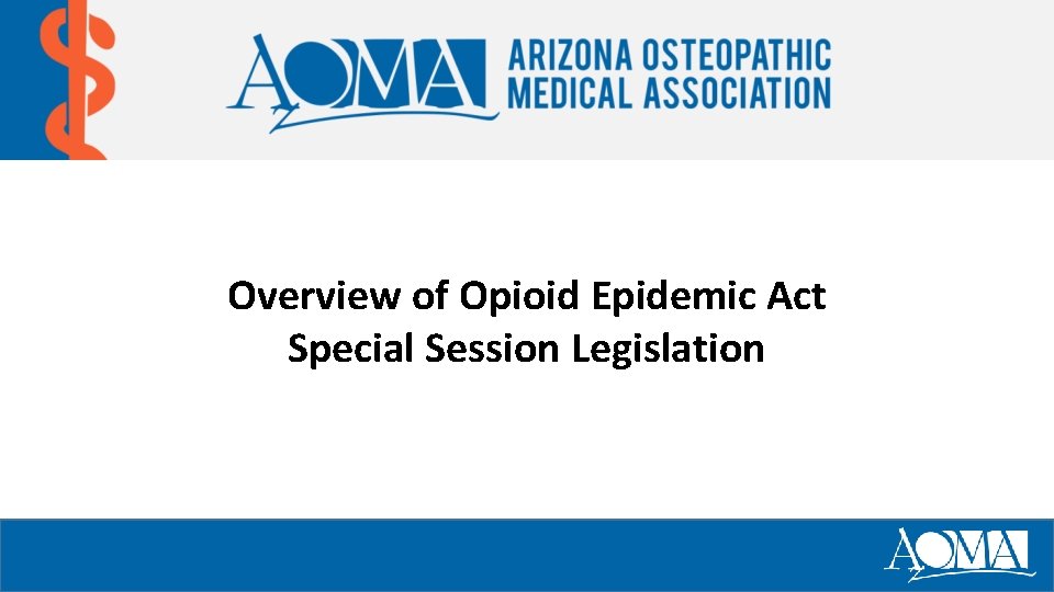 Overview of Opioid Epidemic Act Special Session Legislation 