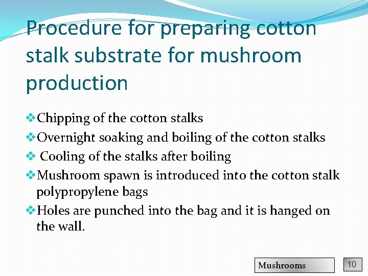 Procedure for preparing cotton stalk substrate for mushroom production v. Chipping of the cotton