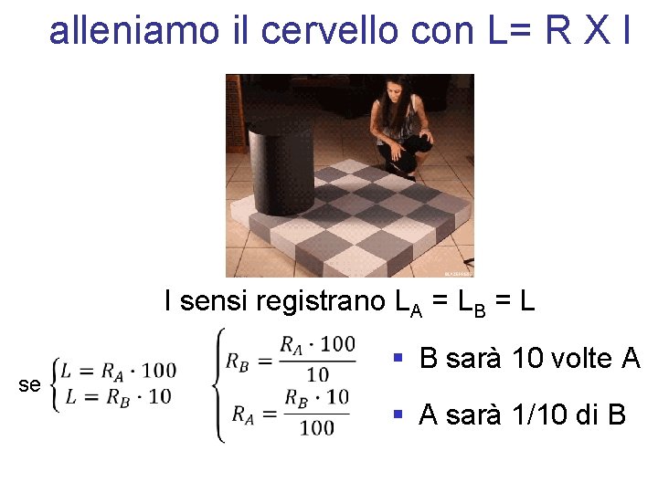 alleniamo il cervello con L= R X I I sensi registrano LA = LB