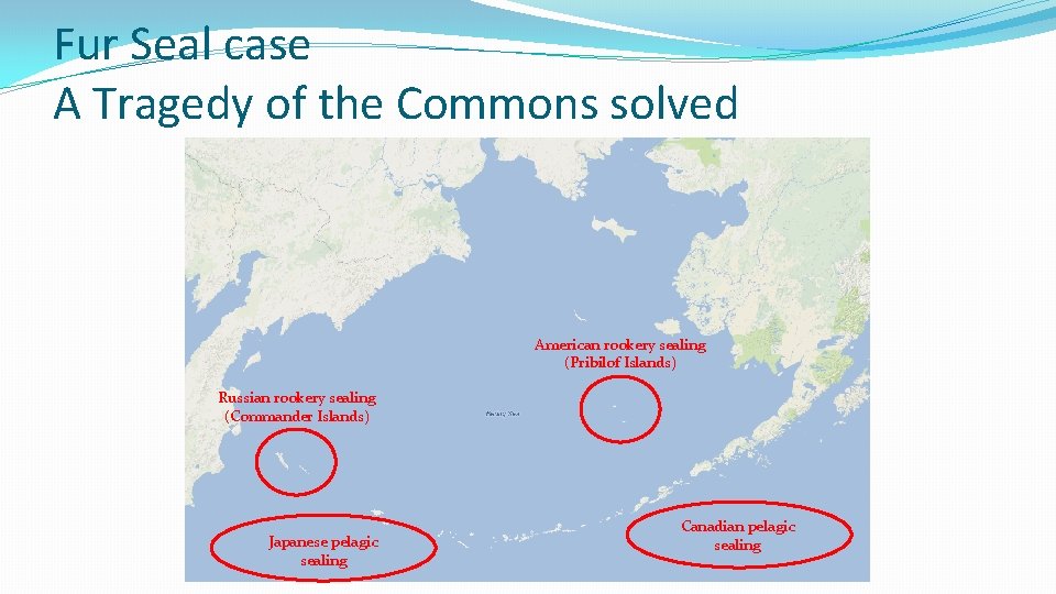 Fur Seal case A Tragedy of the Commons solved American rookery sealing (Pribilof Islands)