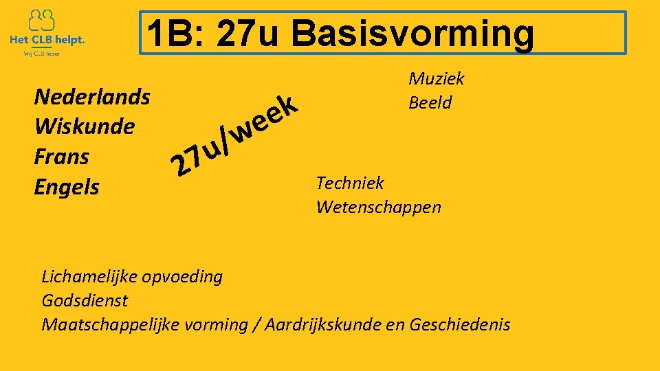 1 B: 27 u Basisvorming Nederlands Wiskunde Frans Engels w / u 7 2