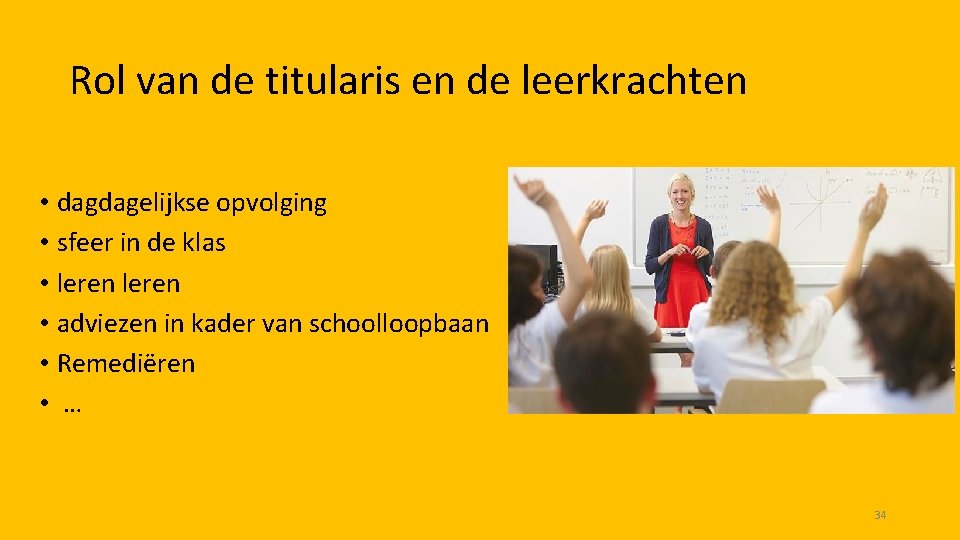 Rol van de titularis en de leerkrachten • dagdagelijkse opvolging • sfeer in de