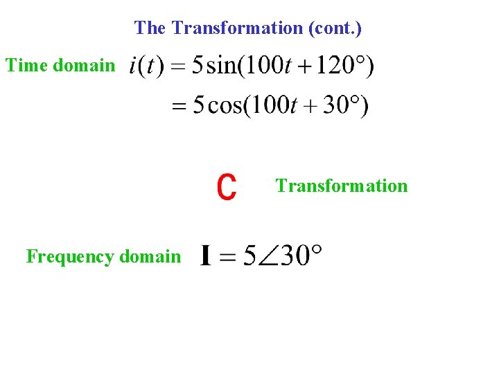 The Transformation (cont. ) Time domain Transformation Frequency domain 