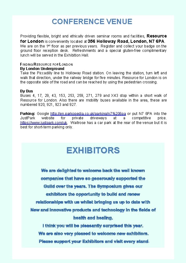 CONFERENCE VENUE Providing flexible, bright and ethically driven seminar rooms and facilities, Resource for