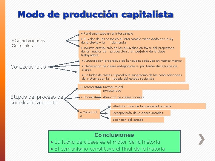 Modo de producción capitalista • Fundamentado en el intercambio • El valor de las
