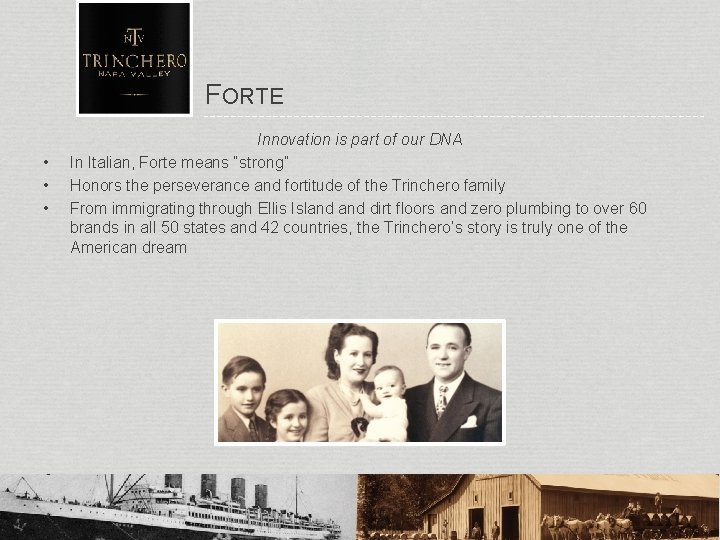 FORTE • • • Innovation is part of our DNA In Italian, Forte means