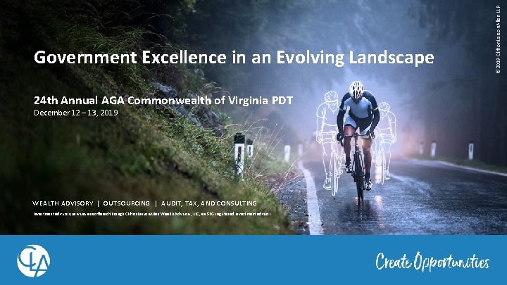 24 th Annual AGA Commonwealth of Virginia PDT December 12 – 13, 2019 WEALTH
