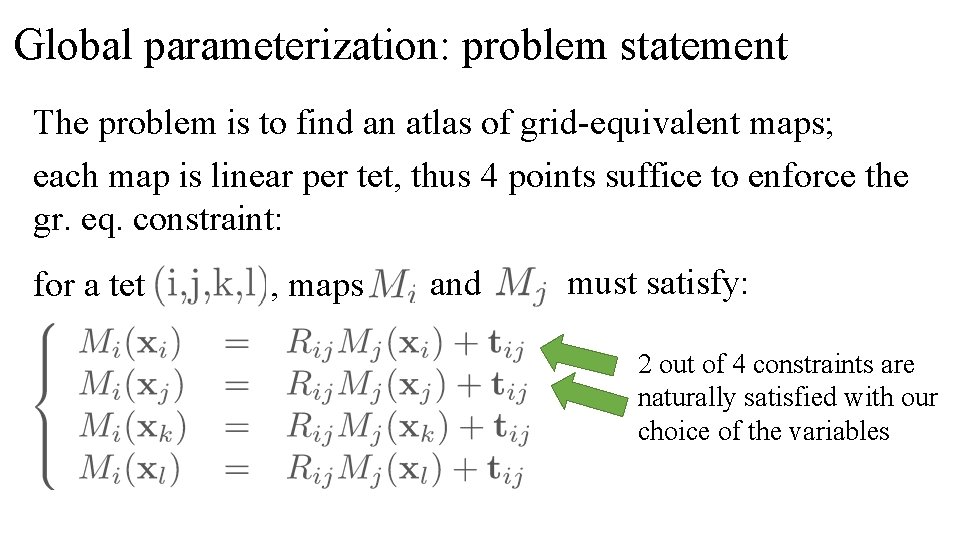 Global parameterization: problem statement The problem is to find an atlas of grid-equivalent maps;