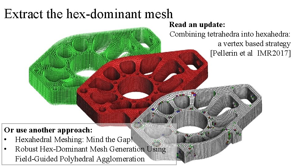 Extract the hex-dominant mesh Read an update: Combining tetrahedra into hexahedra: a vertex based