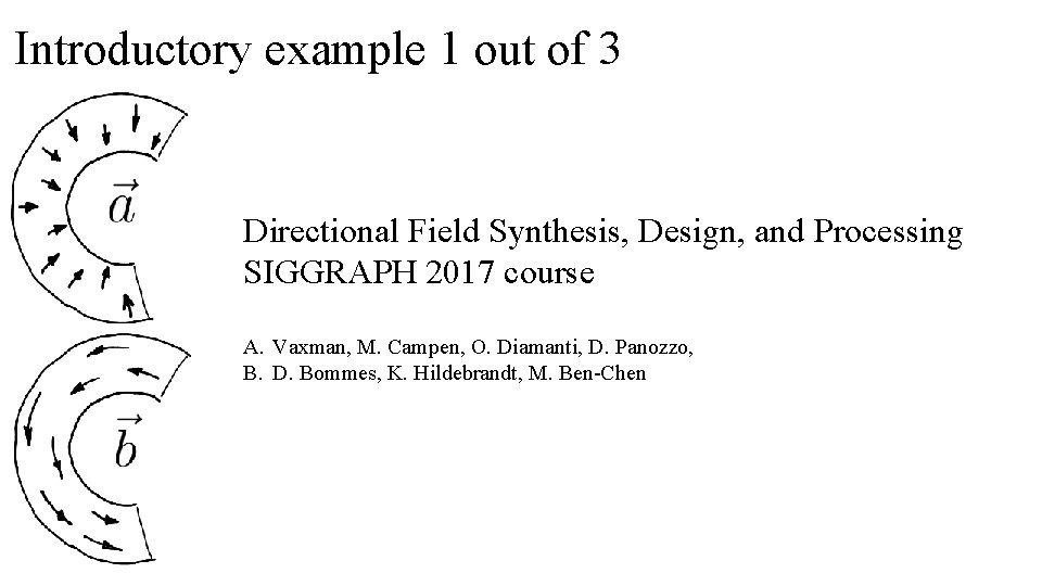 Introductory example 1 out of 3 Directional Field Synthesis, Design, and Processing SIGGRAPH 2017