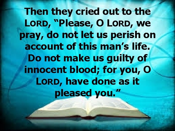 Then they cried out to the LORD, “Please, O LORD, we pray, do not