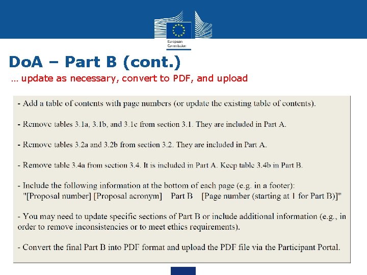 Do. A – Part B (cont. ) … update as necessary, convert to PDF,