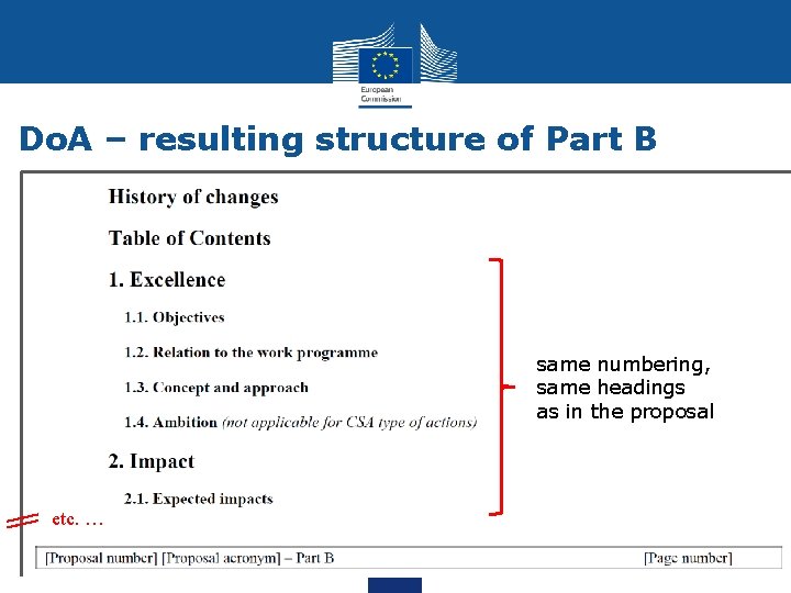 Do. A – resulting structure of Part B same numbering, same headings as in