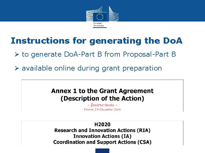 Instructions for generating the Do. A Ø to generate Do. A-Part B from Proposal-Part