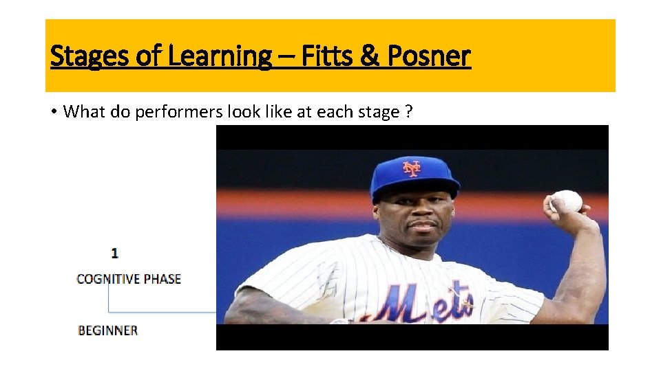 Stages of Learning – Fitts & Posner • What do performers look like at