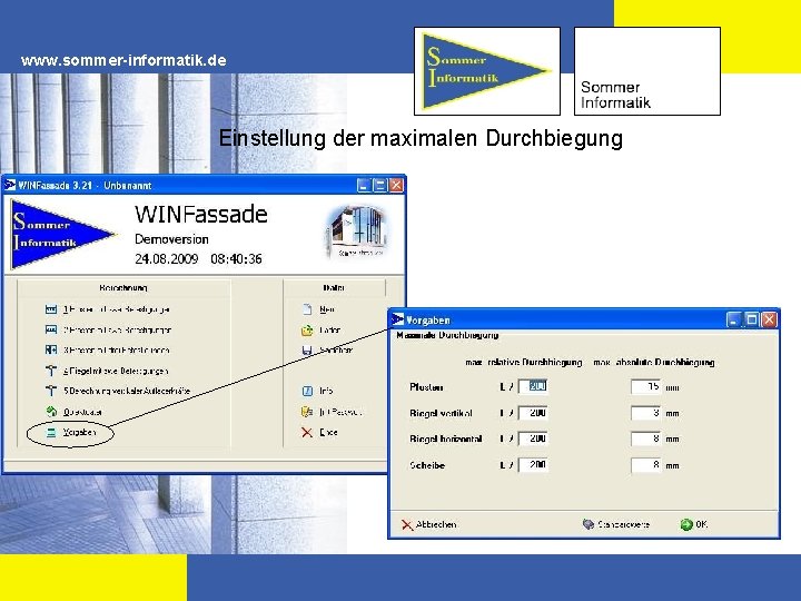 www. sommer-informatik. de Einstellung der maximalen Durchbiegung 