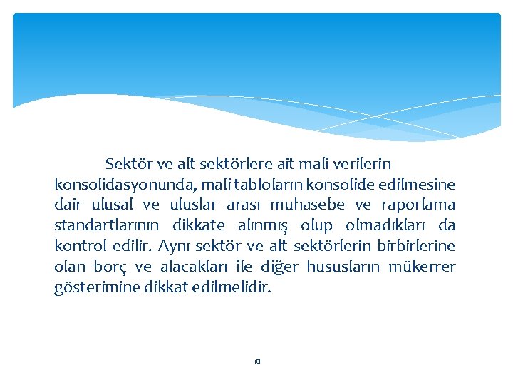 Sektör ve alt sektörlere ait mali verilerin konsolidasyonunda, mali tabloların konsolide edilmesine dair ulusal