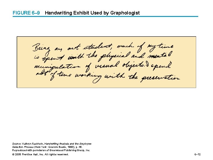 FIGURE 6– 9 Handwriting Exhibit Used by Graphologist Source: Kathryn Sackhein, Handwriting Analysis and