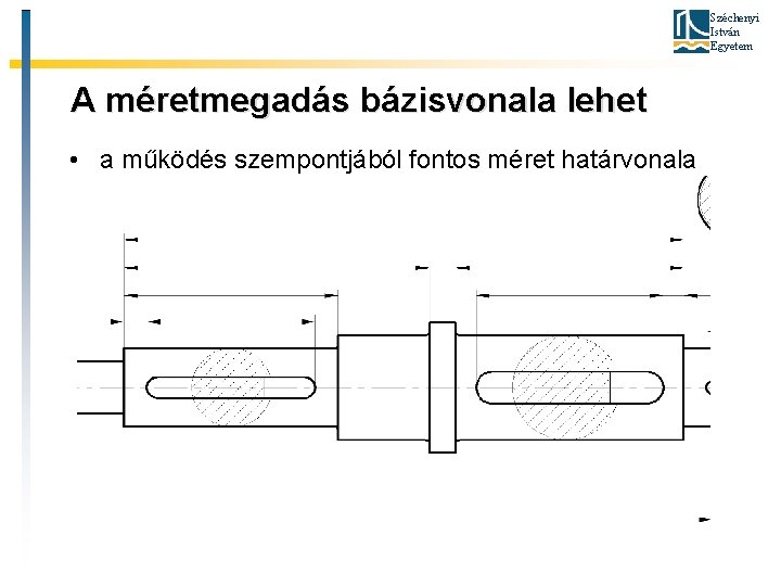 Széchenyi István Egyetem A méretmegadás bázisvonala lehet • a működés szempontjából fontos méret határvonala