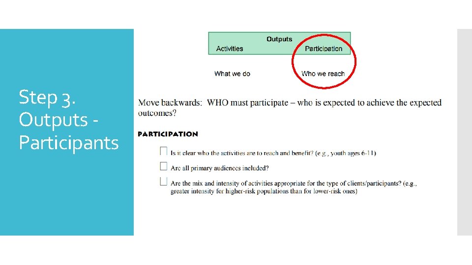 Step 3. Outputs Participants  Step 3. Outputs Participants