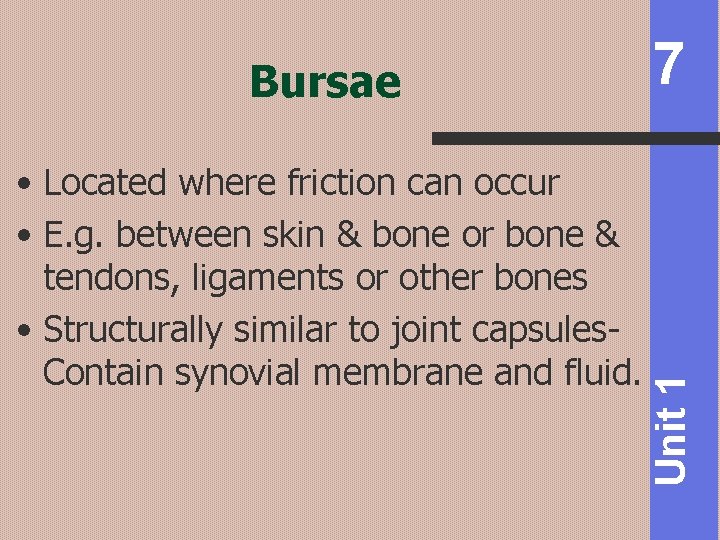  • Located where friction can occur • E. g. between skin & bone