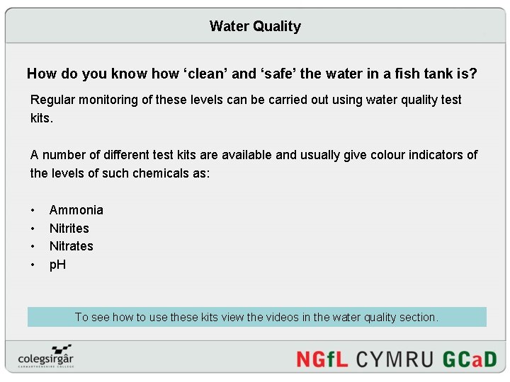 Water Quality How do you know how ‘clean’ and ‘safe’ the water in a