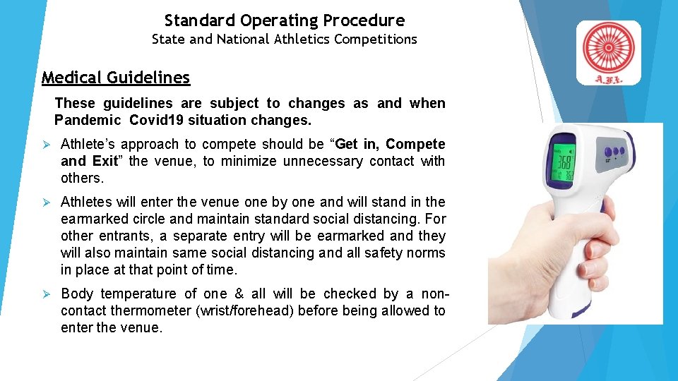Standard Operating Procedure State and National Athletics Competitions Medical Guidelines These guidelines are subject
