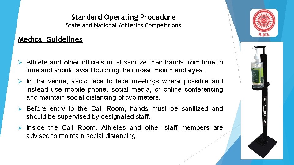 Standard Operating Procedure State and National Athletics Competitions Medical Guidelines Athlete and other officials