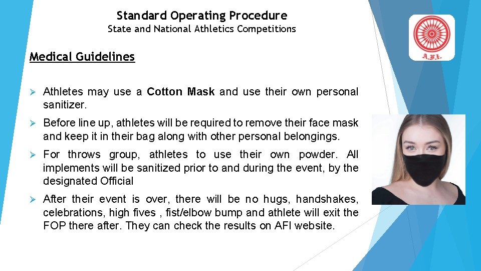 Standard Operating Procedure State and National Athletics Competitions Medical Guidelines Athletes may use a