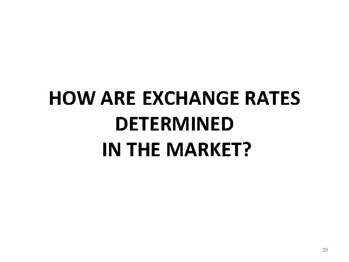 HOW ARE EXCHANGE RATES DETERMINED IN THE MARKET? 29 