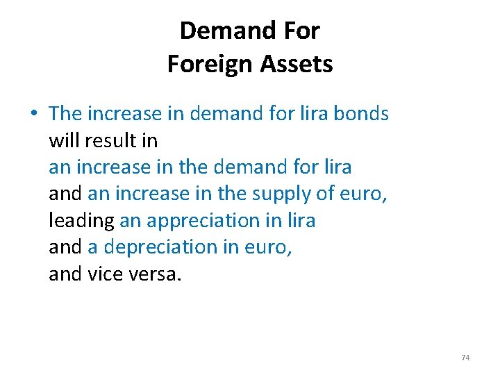 Demand Foreign Assets • The increase in demand for lira bonds will result in