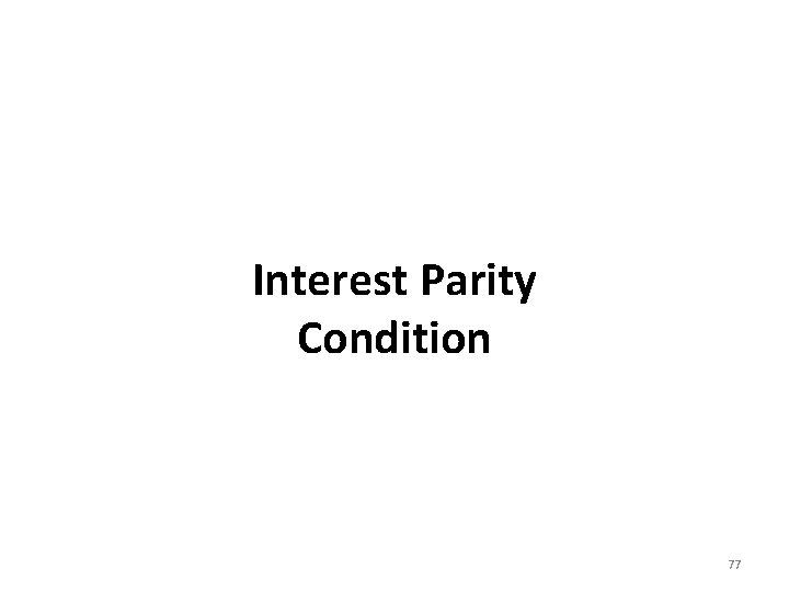 Interest Parity Condition 77 