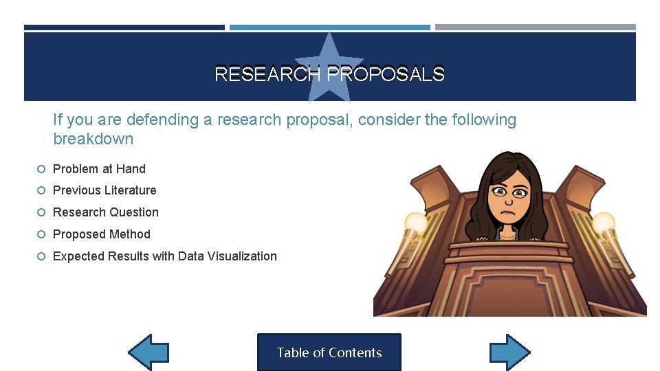 RESEARCH PROPOSALS If you are defending a research proposal, consider the following breakdown Problem RESEARCH PROPOSALS If you are defending a research proposal, consider the following breakdown Problem