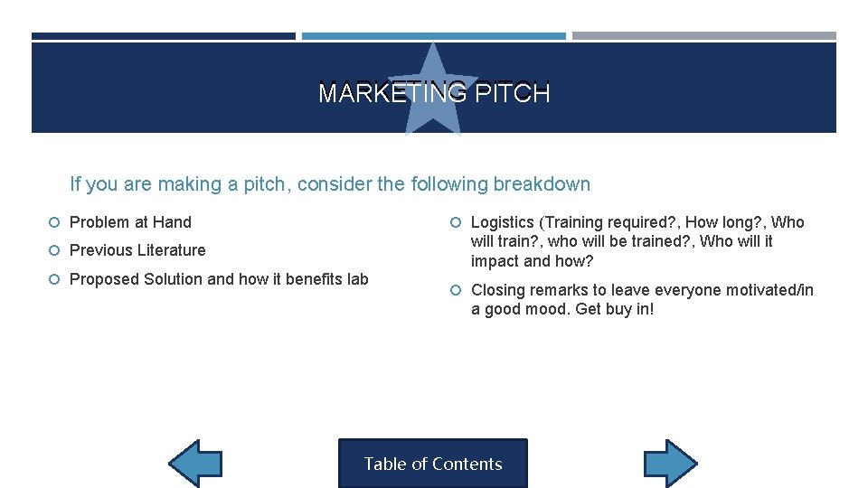 MARKETING PITCH If you are making a pitch, consider the following breakdown Problem at MARKETING PITCH If you are making a pitch, consider the following breakdown Problem at