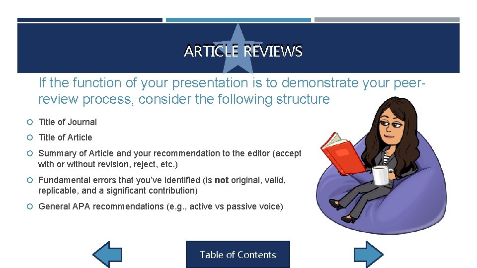 ARTICLE REVIEWS If the function of your presentation is to demonstrate your peerreview process, ARTICLE REVIEWS If the function of your presentation is to demonstrate your peerreview process,