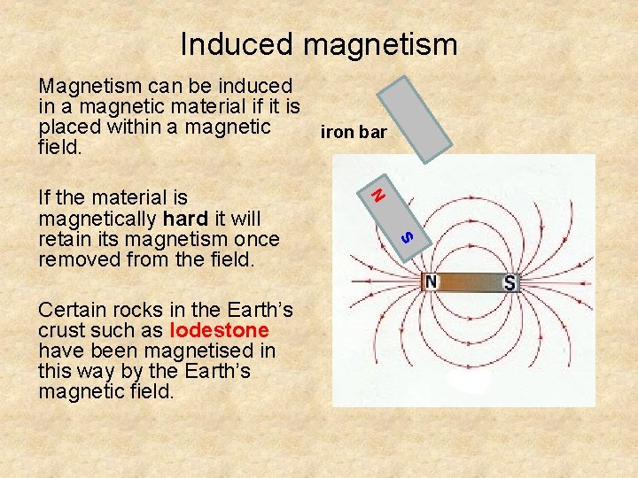 Induced magnetism Magnetism can be induced in a magnetic material if it is placed