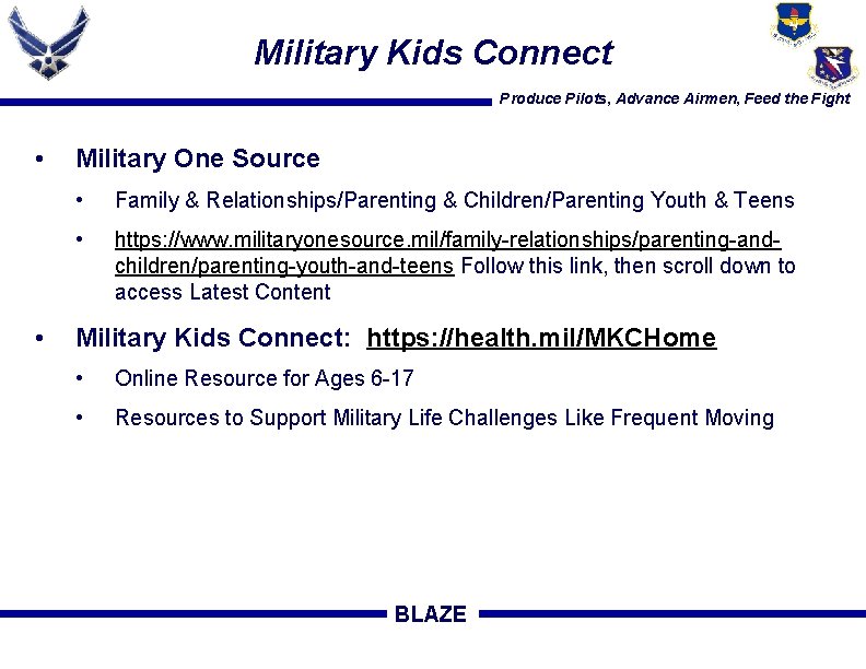Military Kids Connect Produce Pilots, Advance Airmen, Feed the Fight • • Military One