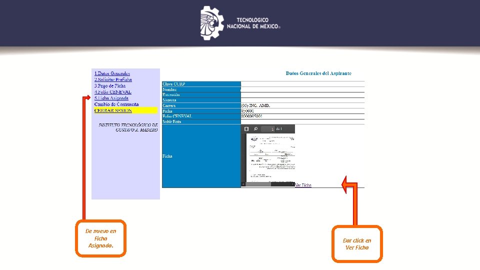 De nuevo en Ficha Asignada. Dar click en Ver Ficha 