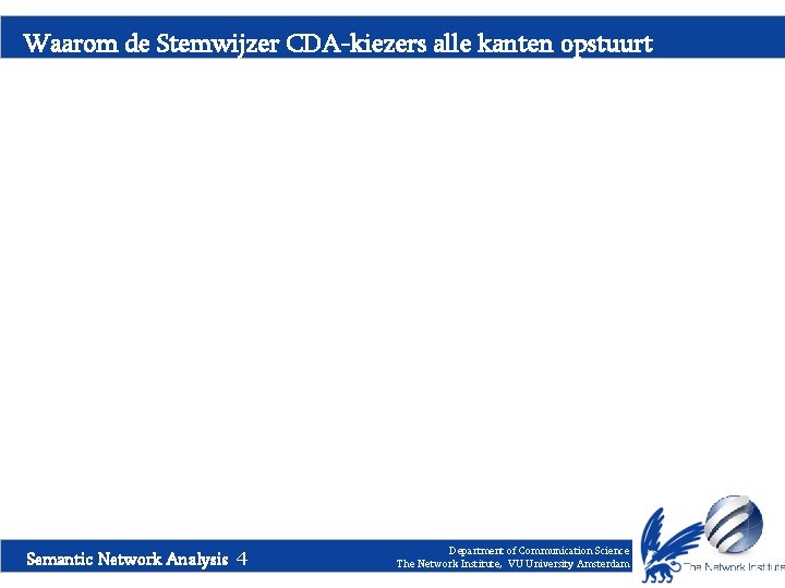 Waarom de Stemwijzer CDA-kiezers alle kanten opstuurt Semantic Network Analysis 4 Department of Communication