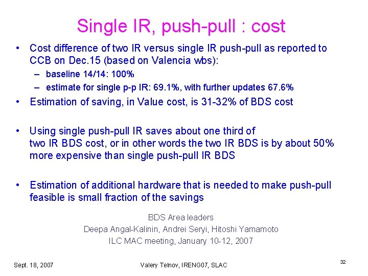 Single IR, push-pull : cost • Cost difference of two IR versus single IR Single IR, push-pull : cost • Cost difference of two IR versus single IR