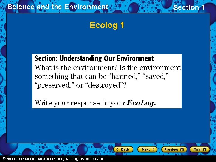 Science and the Environment Ecolog 1 Section 1 